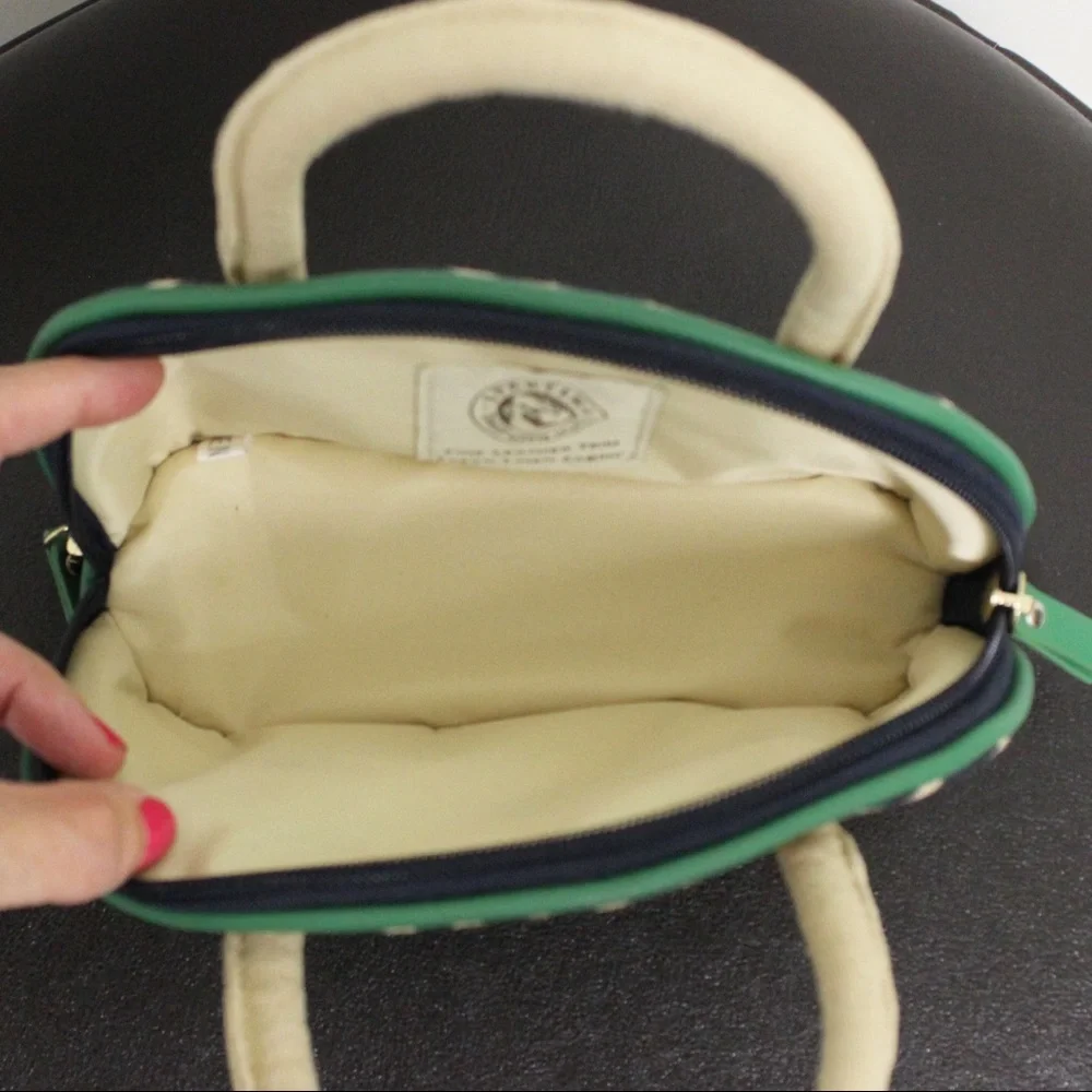 Spartina Daufuskie Island Chaplins Landing Linen Leather Makeup Cosmetic Bag